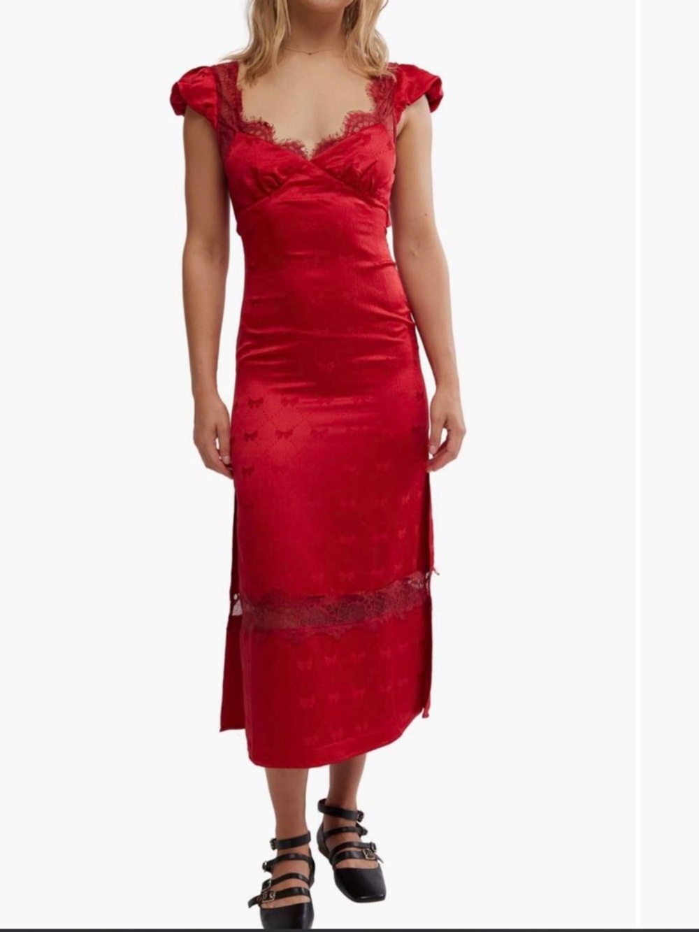 Free People Red Dahlia Satin Dress